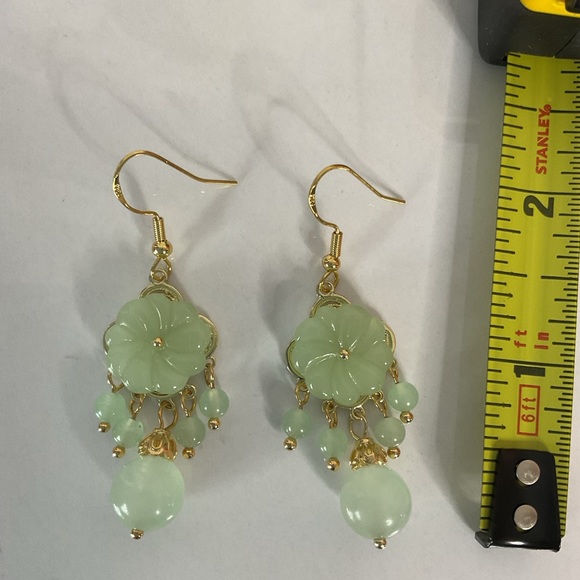 🐘 925 Sterling Silver Natural Jade Earrings - Picture 10 of 10